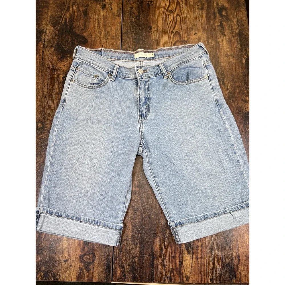 Levi's 515 Women's Shorts Size 6 Or 30x10 Measured Stretch Denim Cuffed Blue